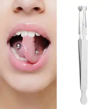 

Tongue Piercing Pliers Stainless Steel Reusable Tongue Piercing Clamp Tool Body Piercing Supply