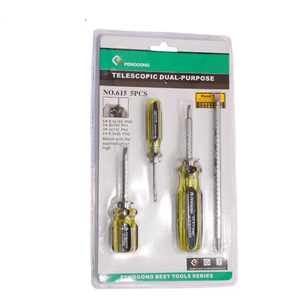 

4PCS/SET Dual-Purposes Screwdriver Durable Woodworking Tool Retractable Mini Screwdriver Removable Slotted Head Hardware Tool