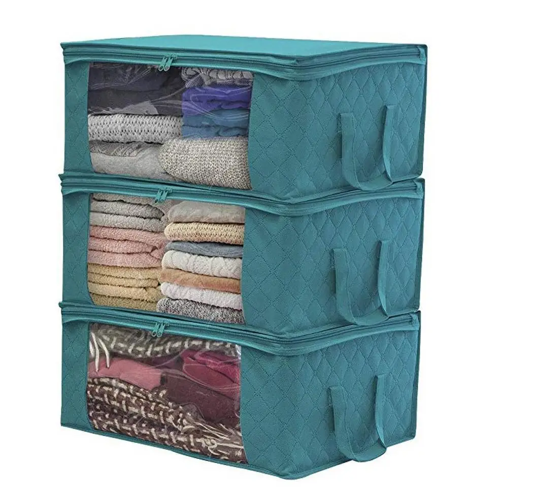 

Large Capacity Storage Bag Multi-function Dustproof Zipper Organizer Portable Non-woven fabric Foldable Clothing Finishing Box