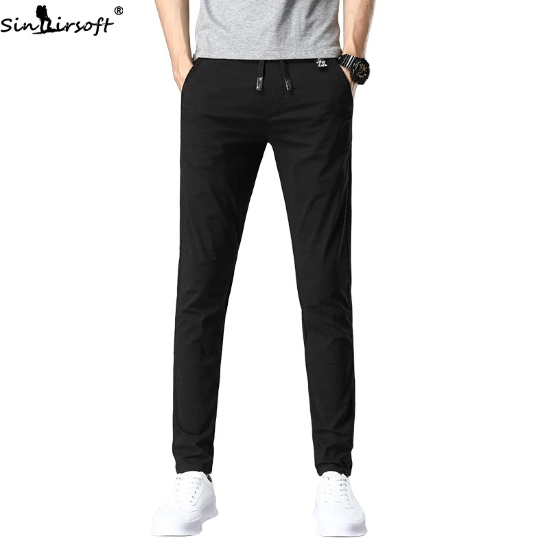 

Spring And Autumn New Slim Cotton Stretch Mid-Waist Trousers Men Fashion Trend Wild Teen Thin Casual Pants Trousers Men