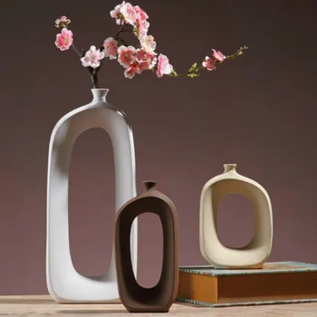 

Flower Vase Decoration Artificial Plants Wedding vase Bunch for Home Decor Fake Flowers Ceramic Flower Pot Nordic Home Decor