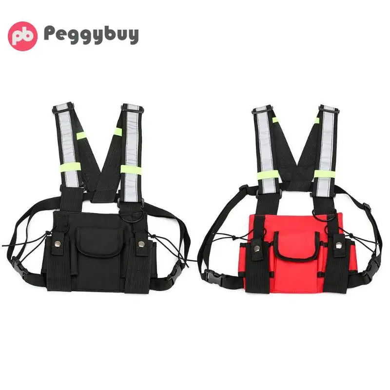 

Street Style Military Chest Rig Bag for Men Black Hip Hop Functional Waist Unisex Hip Hop Multi-function Travel Casual Rucksack