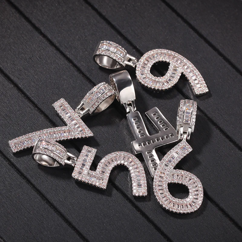 Микро проложить AAA + Кубического циркония Bling лед из арабских цифр подвески