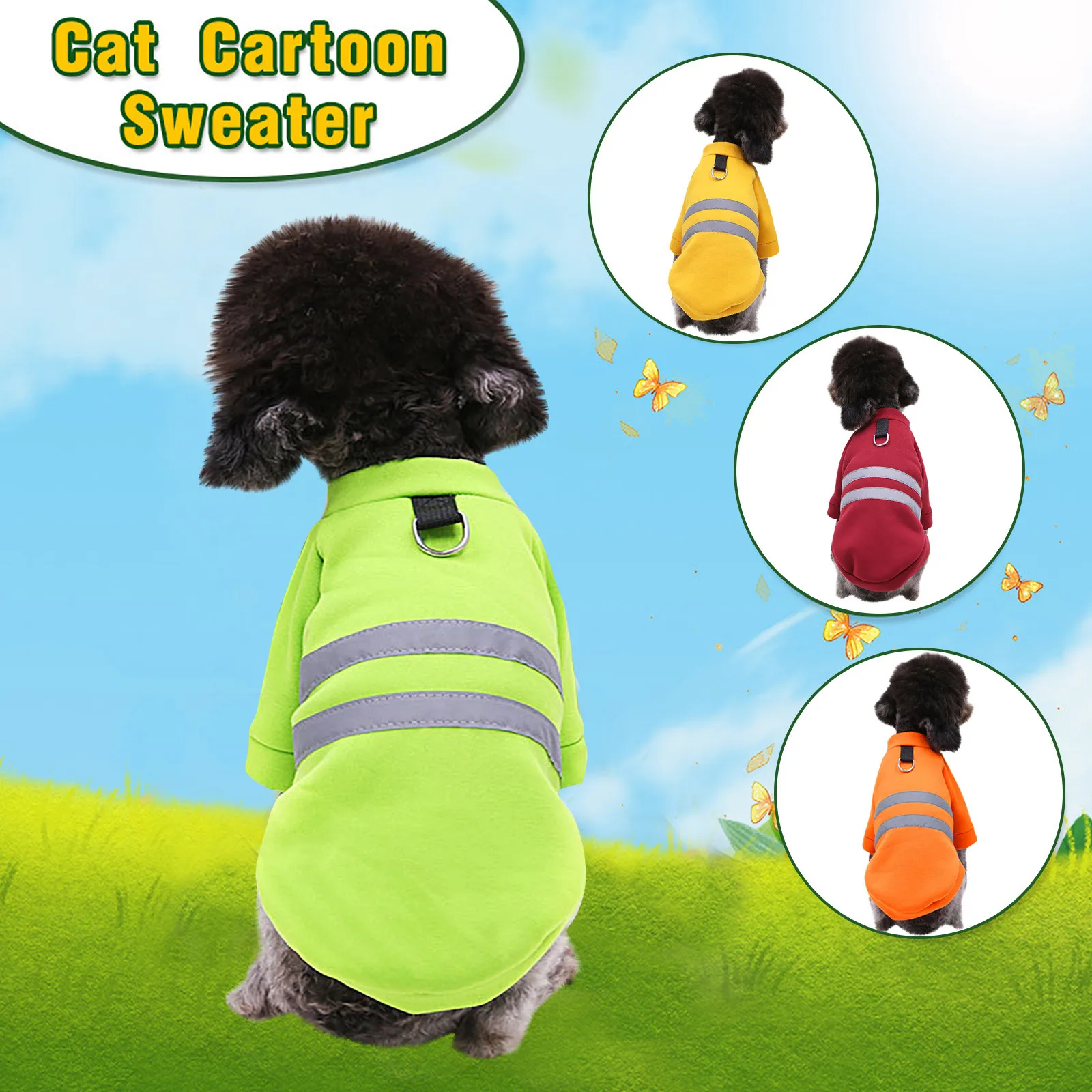 Christmas Pet Cat Clothes Funny Dinosaur Costumes New Holiday Outfit With Plush Rim Terry Cotton Sweater Dog | Дом и сад