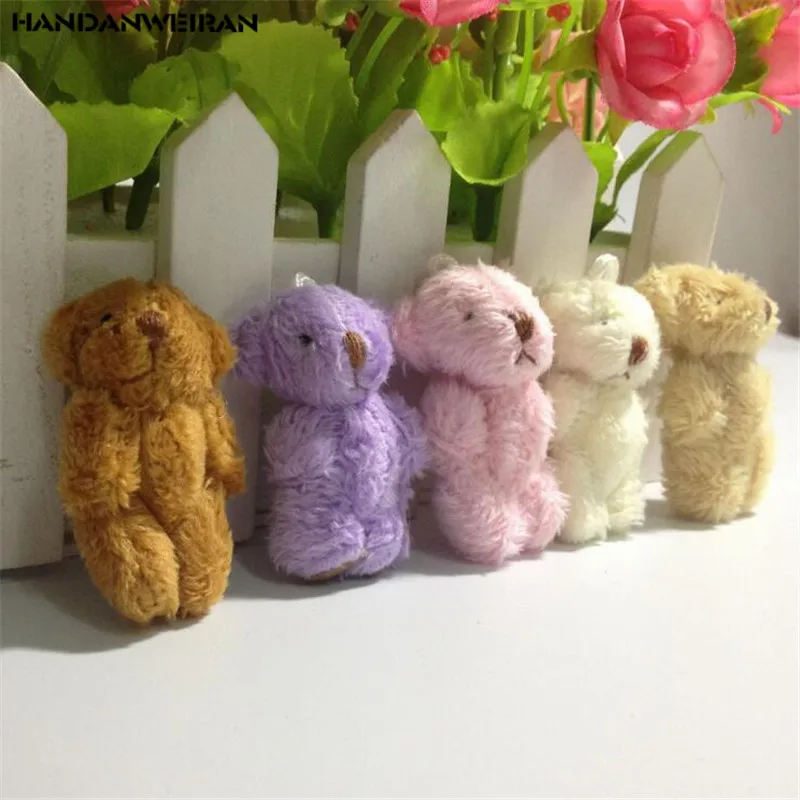 HANDANWEIRAN 5pcs Lots of Mini Cute Union Bear Plush Dolls Premium pp Cotton Padded Decorative Pendant 1