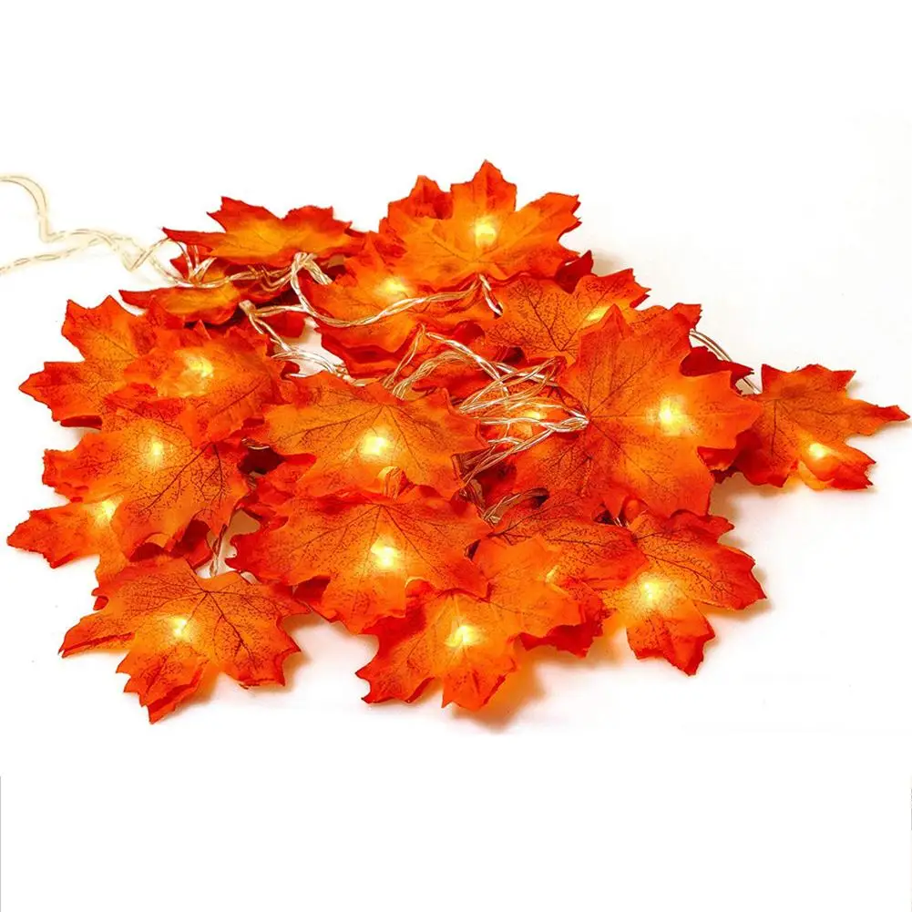 Drop Ship Fairy String Lights 10/20/40 LEDs Maple Leaves Light Battery Operated For Outdoor Home Christmas Party Decoration