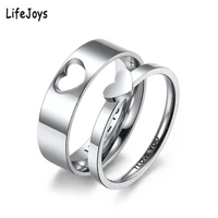 Heart Couple Rings For Lovers Stainless Steel Wedding Ring Set Women Love Jewelry Silver Color Valentine's Day Anniversary Gift 1
