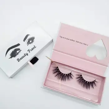 

2020 New Private Label Eyelash Box Custom White 3D 5D Mink Eyelashes Extensions Case Romantic Heart Shape Window Packaging Box
