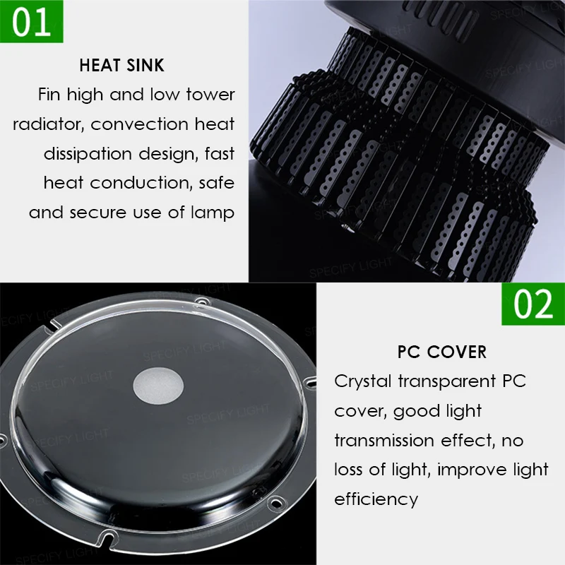 100W 150W 200W LED Highbay Light Mining Lamp Fin Radiator Industrial Factory Workshop Warehouse Super-market Ceiling Lighting (5)