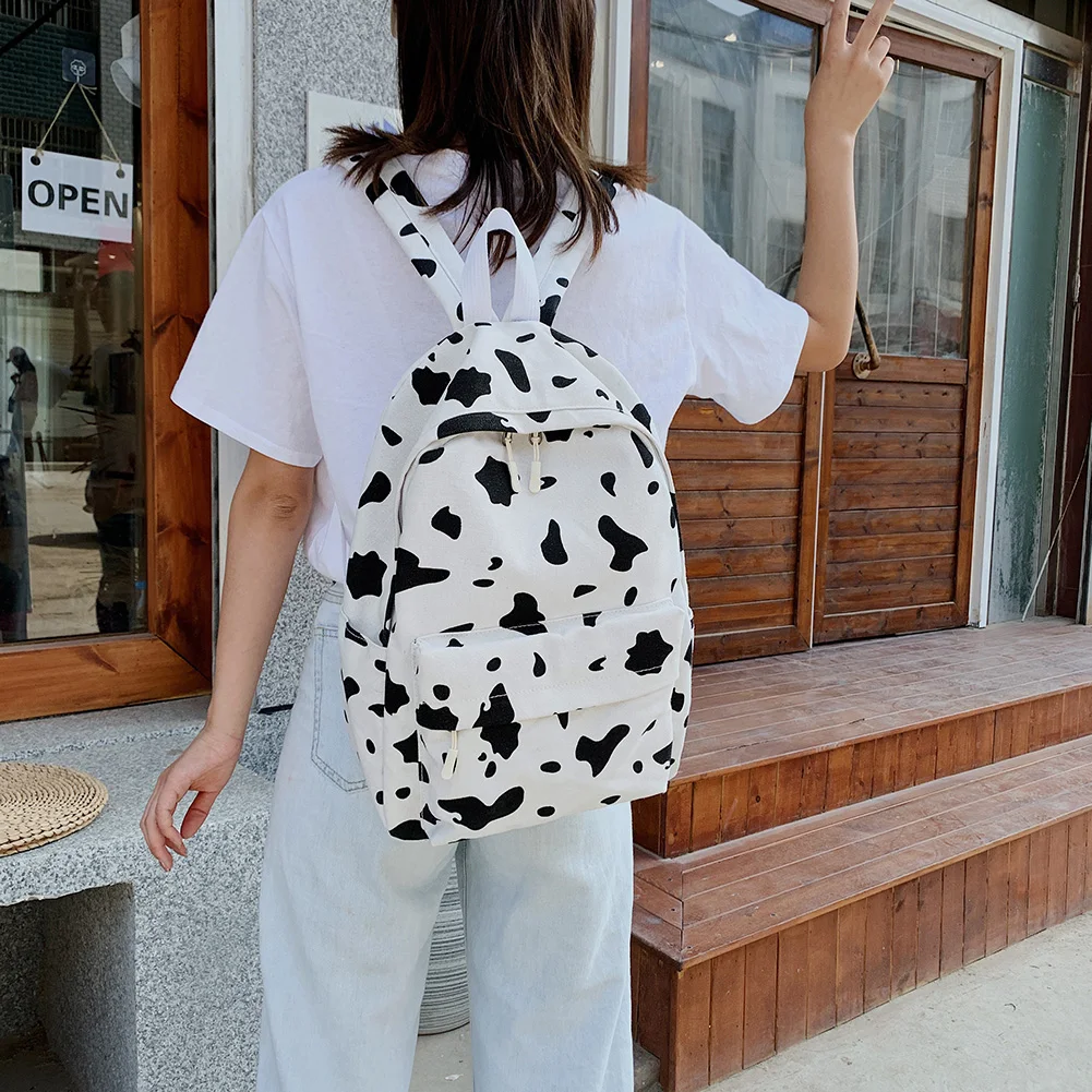 Cow Pattern Backpack For School Teenagers Girls Vintage Casual School Bag Mochila Feminina Laptop Bagpacks Bookbag Travel Bag