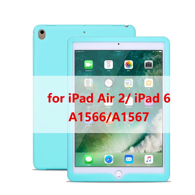 Tablet Silicone Case for iPad 9.7 Air 2 Case Soft Shockproof 360° Protection Back Shell Cover for iPad mini 2 3 4 Case - Цвет: for iPad Air 2 m
