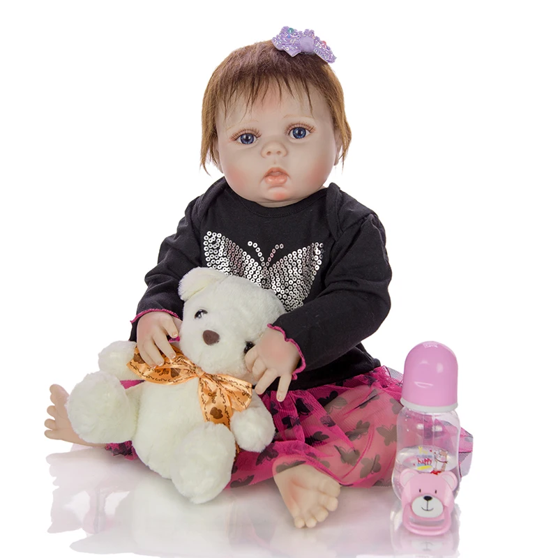Настоящая силиконовая виниловая Кукла reborn baby doll 23 дюймов девочка живая детская кукла-реборн игрушки для детей подарок