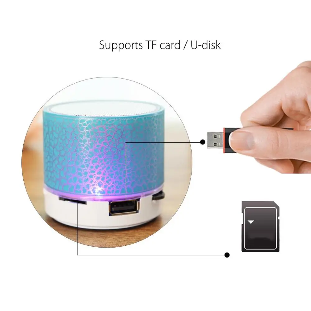 Новинка, A9, блики, трещина, Bluetooth, динамик, Мини, портативный, водонепроницаемый, светодиодный, сабвуфер, u-диск, карта, Bluetooth, аудио, универсальный