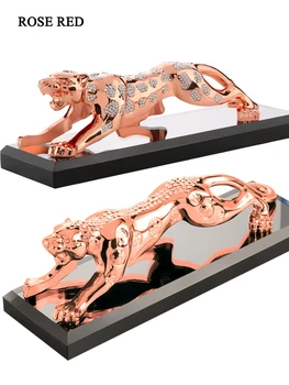 

E-FOUR Statues Figurines Sculptures Resin Electroplated Cheetah Sculpture Leopard Statue Wild Animal Art and Craft Ornament Car