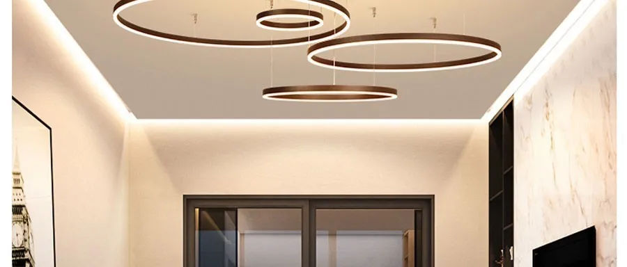 Luzes para Sala de Jantar Moderno Pingente Luminária Suspensão Regulável Suspendu Anéis Circulares Café Hanglamp Luminaria Led 14 Luzes de pendentes