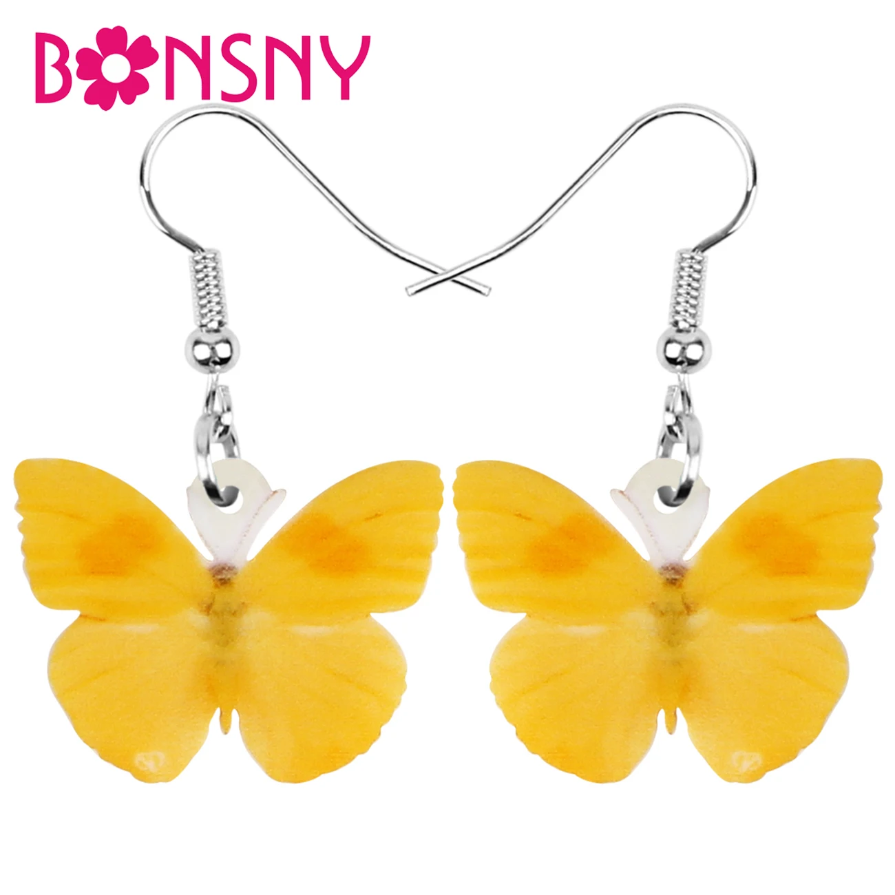 Bonsny серьги в виде Розовых Бабочек с большим рисунком насекомых животных Висячие