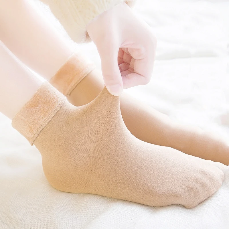 Теплые женские зимние носки, толстые теплые носки из искусственного кашемира, женские бесшовное бархатное сапоги, носки для сна