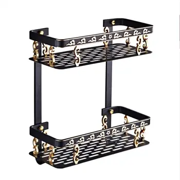 

Bathroom Shelf Antique Aluminum Double Layer Bathroom Corner Shelf Bathroom Holder Showeroom Basket Bathroom Accessories G8TB