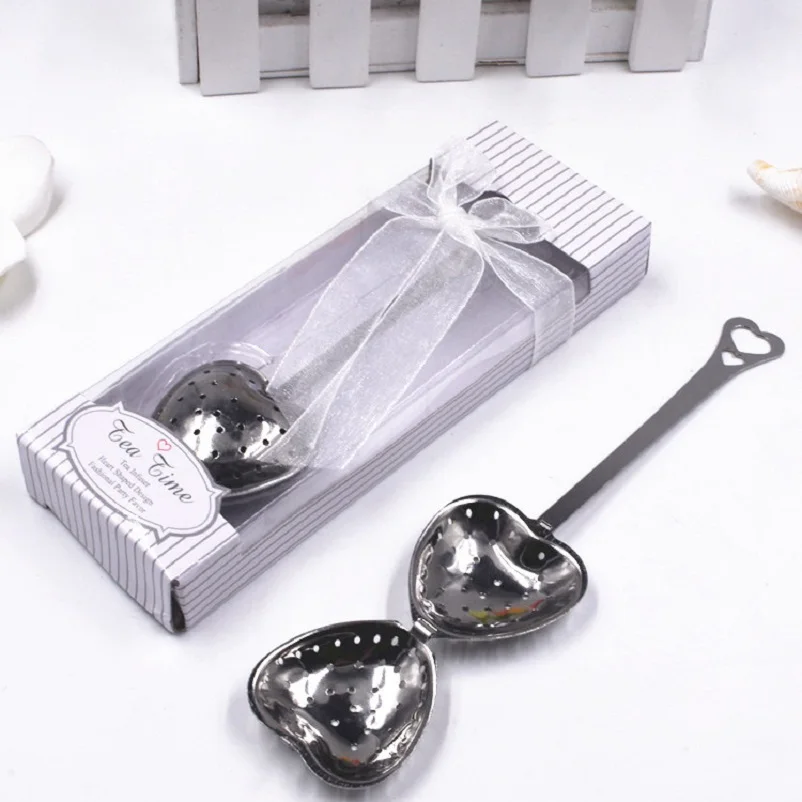 Metal Tea Strainer Heart Shaped Tea Time in Gift Box Infuser Wedding Favors