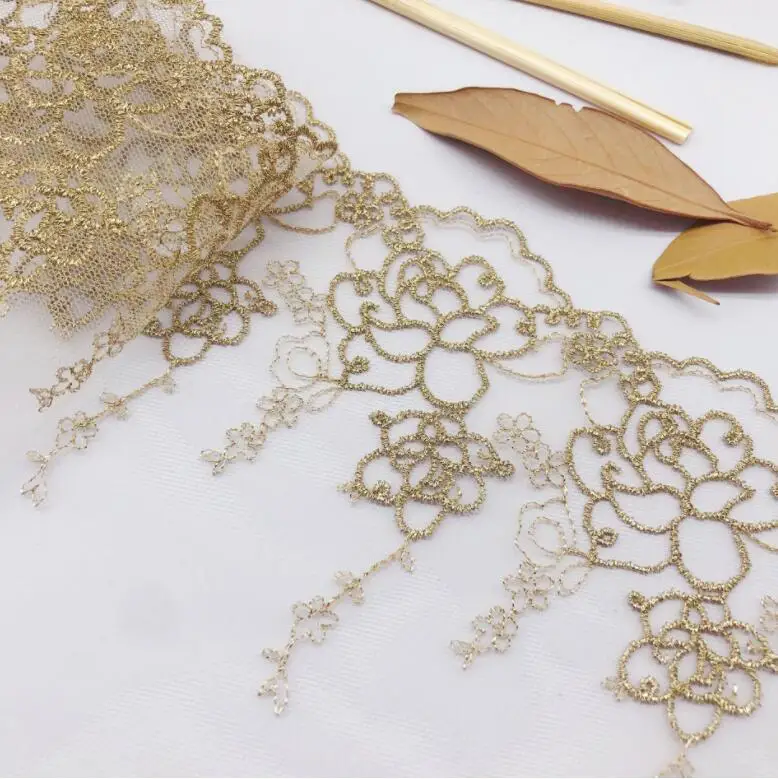 2 Yards 16cm Width Gold High Quality Clothing Garment Accessories Lace Material DIY Craft Wedding Embroidery Trim | Дом и сад