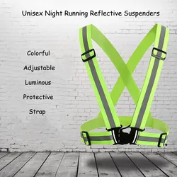 Deepeel 1pc 4*80-120cm Unisex Night Running Reflective Suspenders Colorful Adjustable Luminous Protective Strap Youth Sport Belt