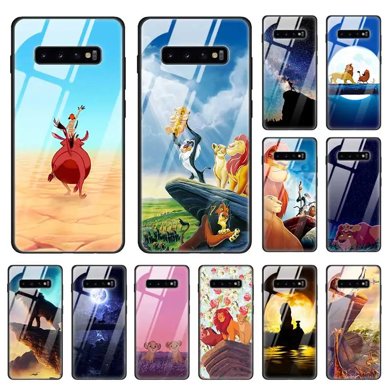 

Lion king Case for Samsung Galaxy A50 A30 S10 e S9 S8 + Note 10 Plus 5G 9 Tempered Glass + Black Soft Anime Sac Phone Coque A70