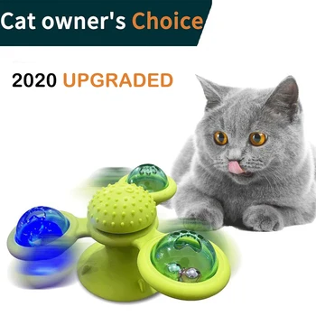 

Upgrade Rotary Windmill Cat Toy Interactive Cat Toy with Molaring, Tooth Cleaning, Training, Grab Itching, Automatic Feeding