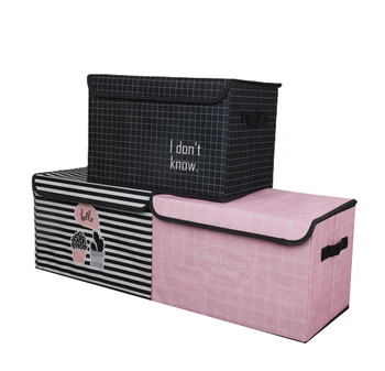 

Storage Clothes Box, Striped Holder, Washable Multi-Functional Under Bed Side Handle Home Container