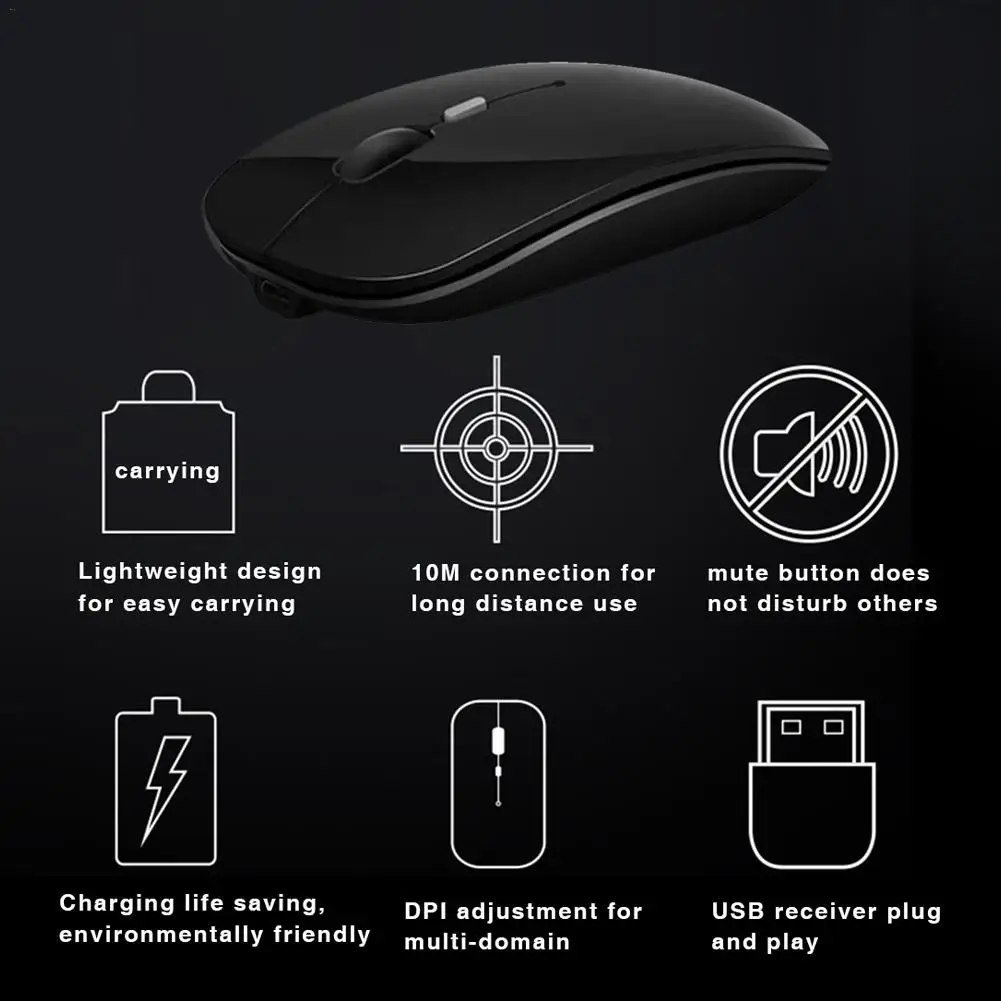 M815 перезаряжаемая мышь 2,4G Беспроводная Bluetooth IC позиционирование офисный бесшумный ноутбук с USB Приемником 1600 dpi тонкая игровая мышь