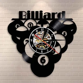 

Billiards Ball Pool Vinyl Clock Record Clock Sport Vintage Home Decor Billiards Room Wall Clock Snooker Wall Art Clock Gift