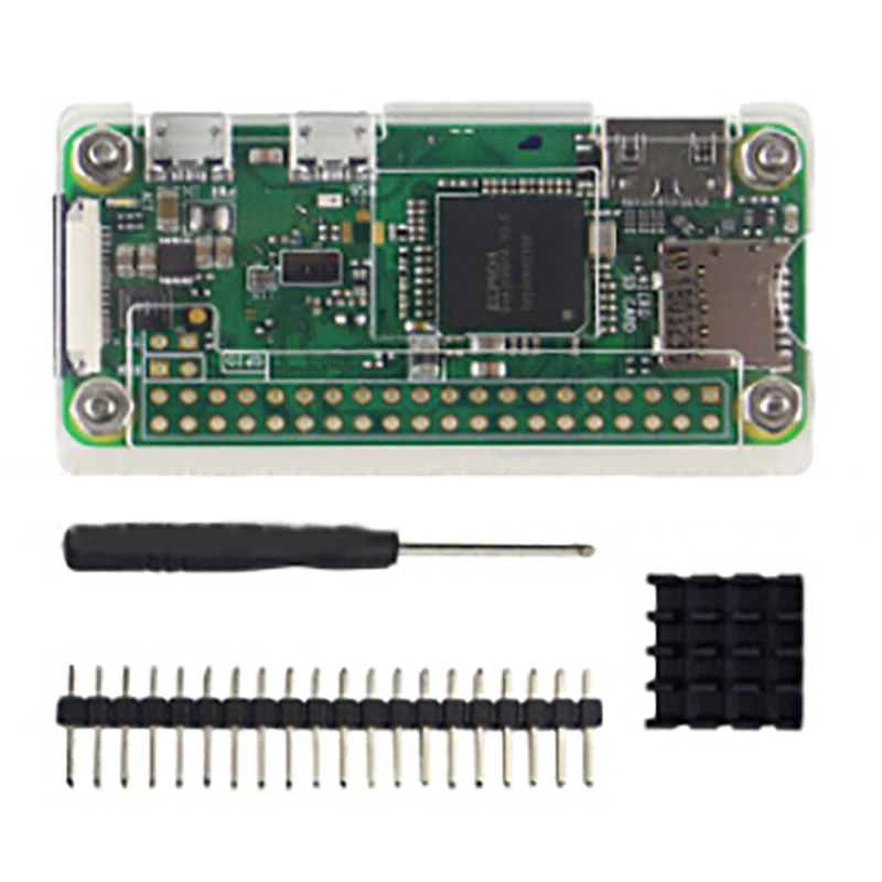 Акриловый корпус 4 в 1 комплект для Raspberry Pi Zero с акрилловым покрытием в виде ракушки+ Алюминий теплоотвод+ GPIO 40 штифтов коннектор+ отвертка