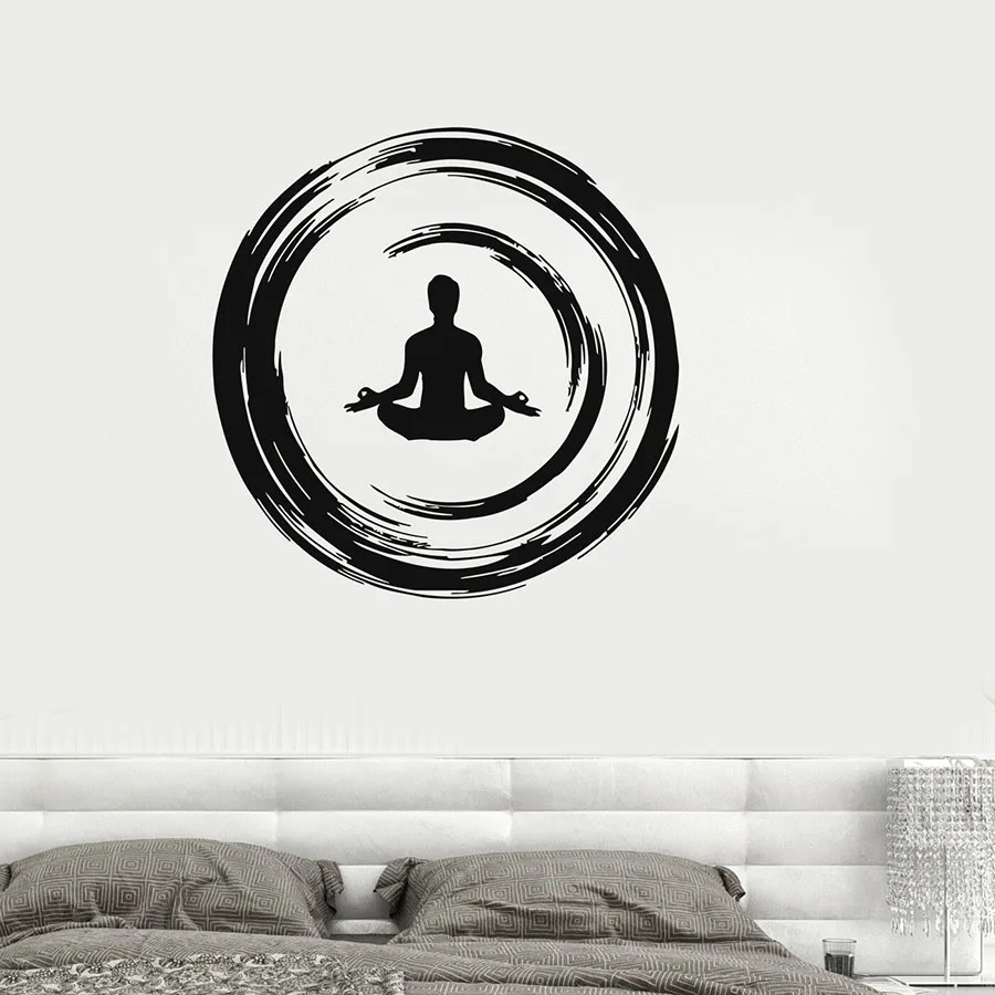 Виниловая наклейка на стену буддистская медитация Энсо круг Йога студия спальня