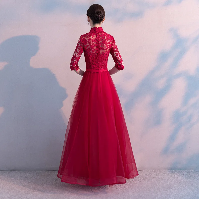 Красное свадебное вечернее платье Восточное женское элегантное тонкое Cheongsam модное китайское стильное свадебное длинное Qipao роскошное платье Vestido xs-xxxl