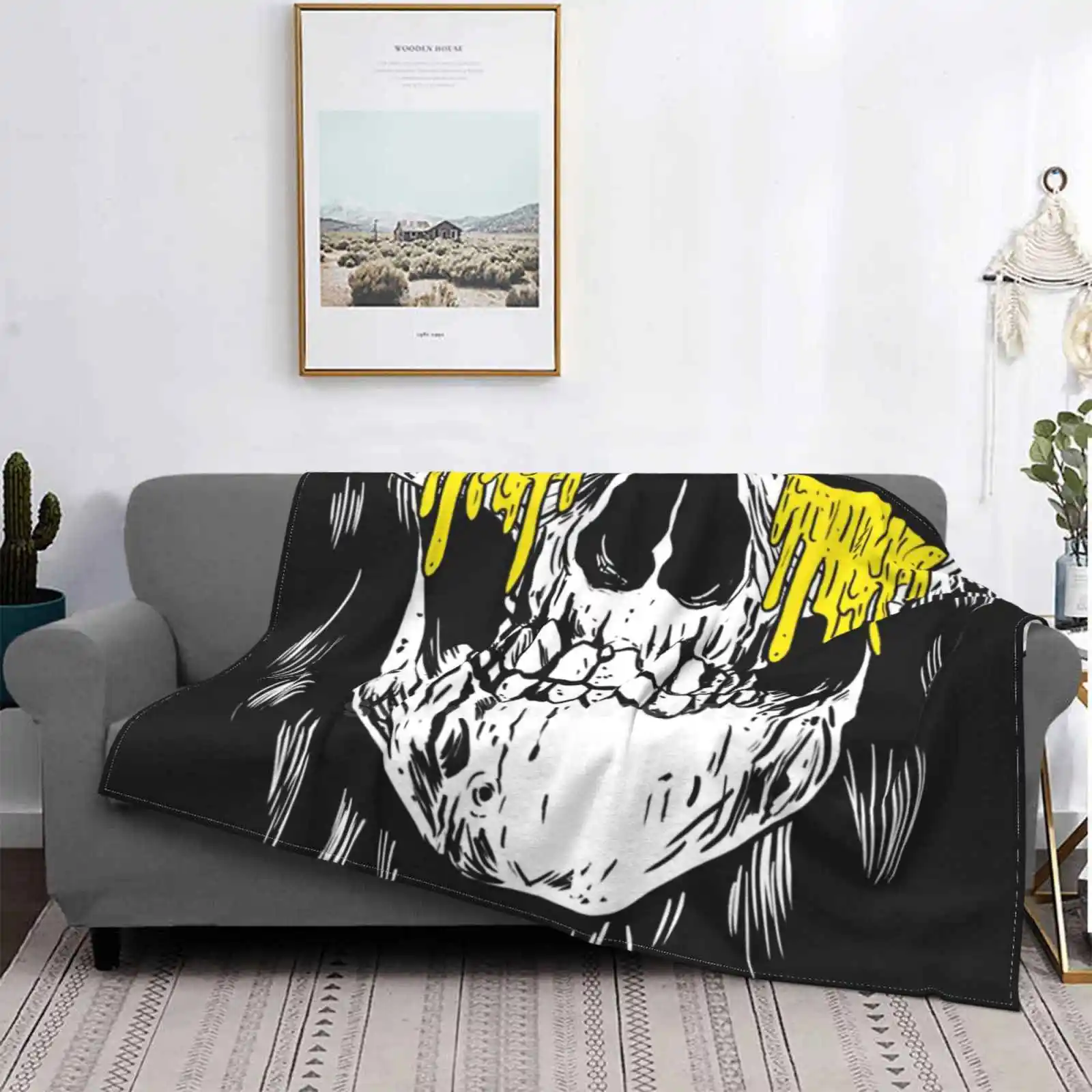 A Skull With Death Air Conditioning Blanket Travel Portable Mullet Skeleton Halloween | Дом и сад