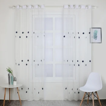 

White Embroidered Window Curtains New Geometry White Embroidery Tulle Draperies Blinds Window Curtains Living Room Bedroom