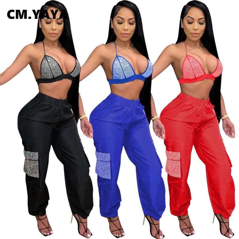 CM.YAYA Activewear Женский комплект укороченный из леггинсов и штанов хит продаж