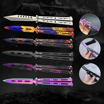 

Training folding butterfly knife in training stainless steel knife, butterfly knife game folding knife without blade blunt knife