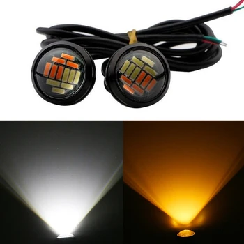 

10pcs Auto Eagle Eye DRL LED Daytime Running Lights with Turn Signal 23MM 12v Led Waterproof White Yellow Source Light