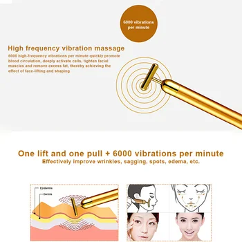 

Wholesale Beauty Bar 24k Golden Pulse Facial Massager T Shape Gold Face Beauty Massager Instant Face Pull Tight Firm M3