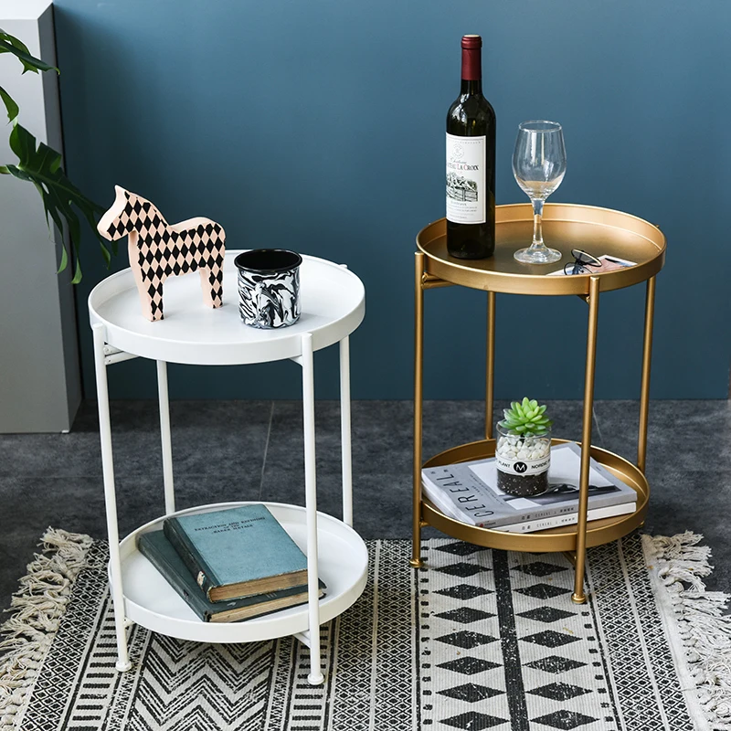 Us 67 95 47 Off Iron Coffee Table Small Side Double Layer Tray Tea Living Room Furniture Sofa Mini Round On Aliexpress Us 67 95 47 Off Iron Coffee Table Small Side Double Layer Tray Tea Living Room Furniture Sofa Mini Round On Aliexpress