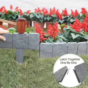 

1PC Fence Garden Simulation Fence Plastic Foldable Splicing Fence Garden Gardening Grass Courtyard Decoration PP Imitation Stone