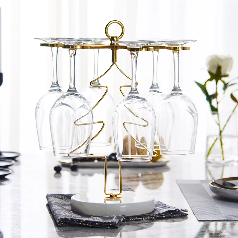 

Wine Glass Holder Christmas Tree Upside Down Home Decoration European Creative Living Room Decoration Marble Base