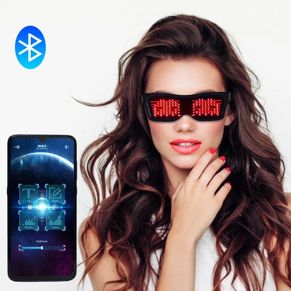 2 шт. Bluetooth приложение управление неоновые очки для вечеринки мигающий на проводе