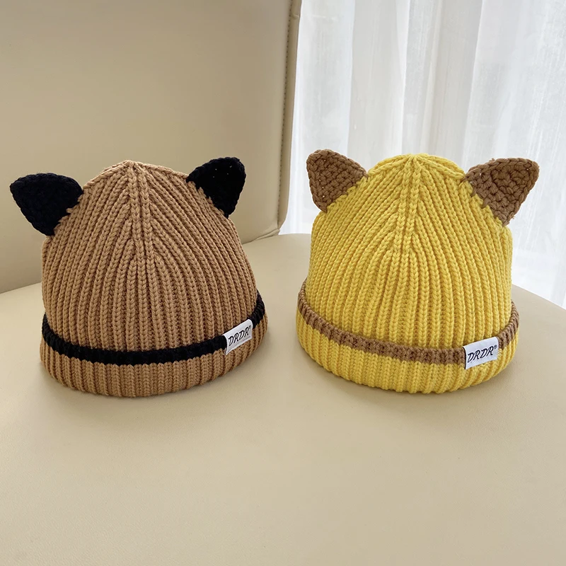 Детская зимняя стандартная шапка 2022 теплые шерстяные вязаные облегающие шапки в