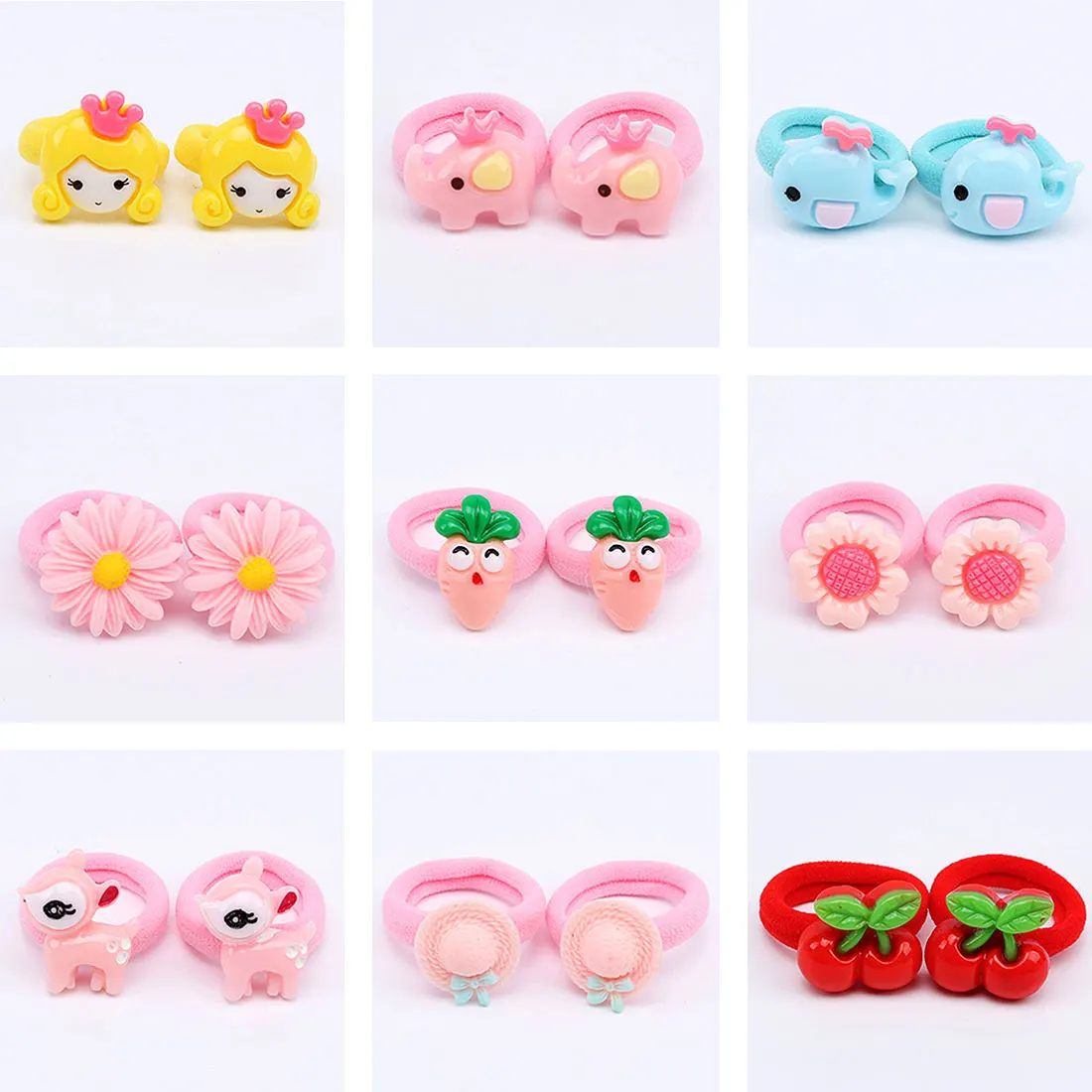 

2Pcs/Set Cute Baby Girl Hair Band Cartoon Kids Children Elastic Hair Ropes Rubber Headwear Haarband Baby Hair Accessories