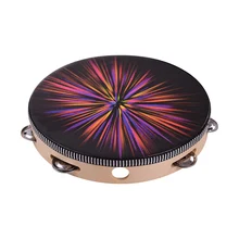 Для начинающих Деревянный Бубен колокольчик ручной барабан с однорядными джинглы Светоотражающие барабанные головки ударные 10 дюймов игрушки