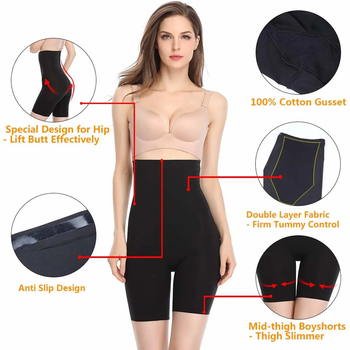 Подтягивающее ягодицы трусы Бесшовные Для женщин стройнящее белье животик