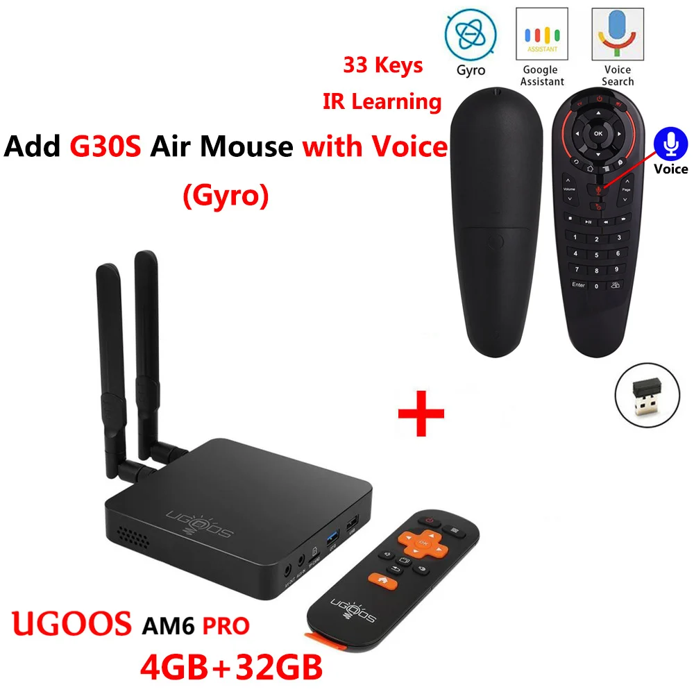 AM6 PRO add G30S UGOOS AM6 PRO, 4 Гб DDR4, 32 Гб ПЗУ, Amlogic S922X, Smart Android 9,0, ТВ приставка, 2,4G, 5G, WiFi, 1000 M, LAN, Bluetooth, 4 K, HD, медиаплеер AM6 - Цвет: AM6 PRO add G30S