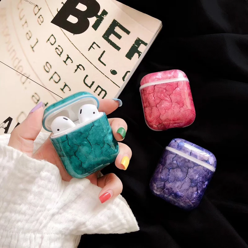 

Earphone Case For Airpods 1 2 Case Cute Marble Hard Headphone Case Protective Cover Accessories for Apple Air pods Charging Box