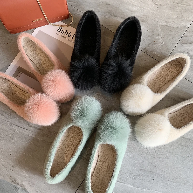 

Round Toe Casual Woman Platform Shoes Loafers Fur Autumn Slip-on Dress Flats Women Shallow Mouth Women's Moccasins Fall Slip On